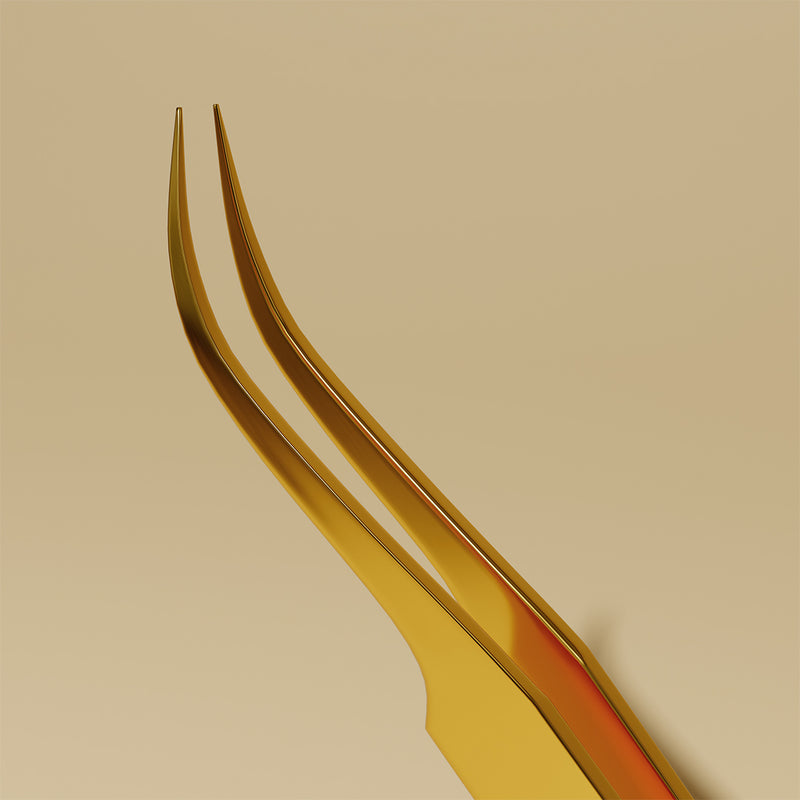 Curved Isolation Eyelash Extensions Tweezers - Gold, Curved Isolation Eyelash Extensions Tweezers, lash tweezers, lash accessories, the best lash accessories, eyelash extensions accessories, the best tweezers for lash extensions 