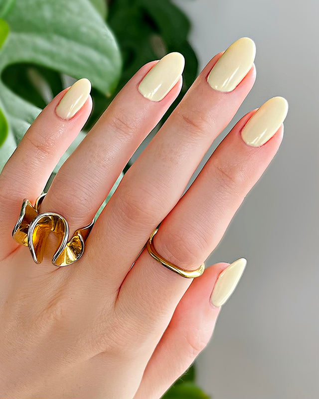 Nails painted with "Butter Me Up" gel nail polish