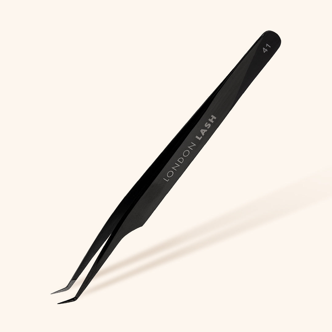 Fiber Tip Long Slim Mega Volume Tweezers - Black 