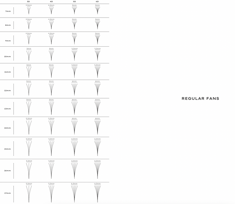 Regular Premade/Promade Fans 4D 0.07 600 fans - MIX TRAY