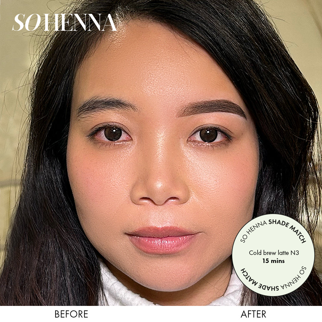 So Henna brow henna shade match cold brew latte N3