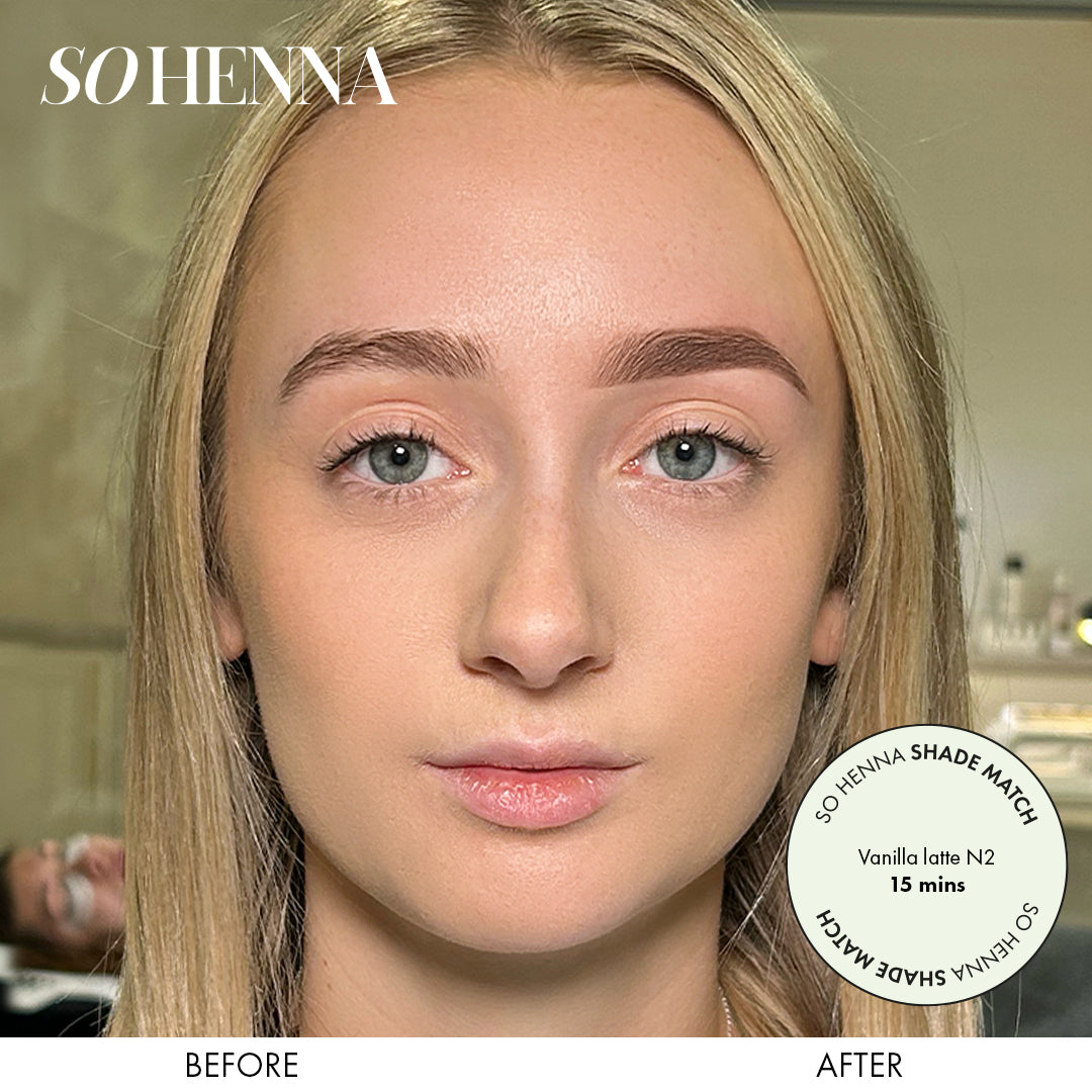 So Henna brow henna shade match vanilla latte N2