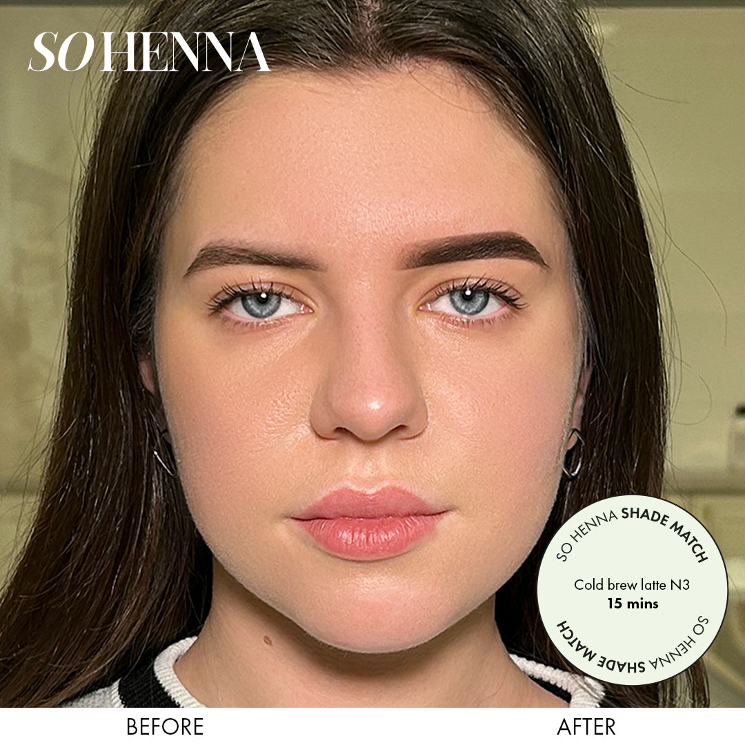 So Henna brow henna shade match cold brew latte N3