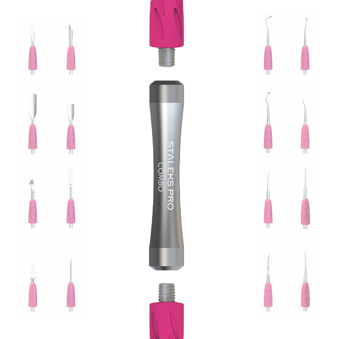 Image of how Staleks Combo UNIQ Silver Pusher Handle For Replaceable Working Parts works