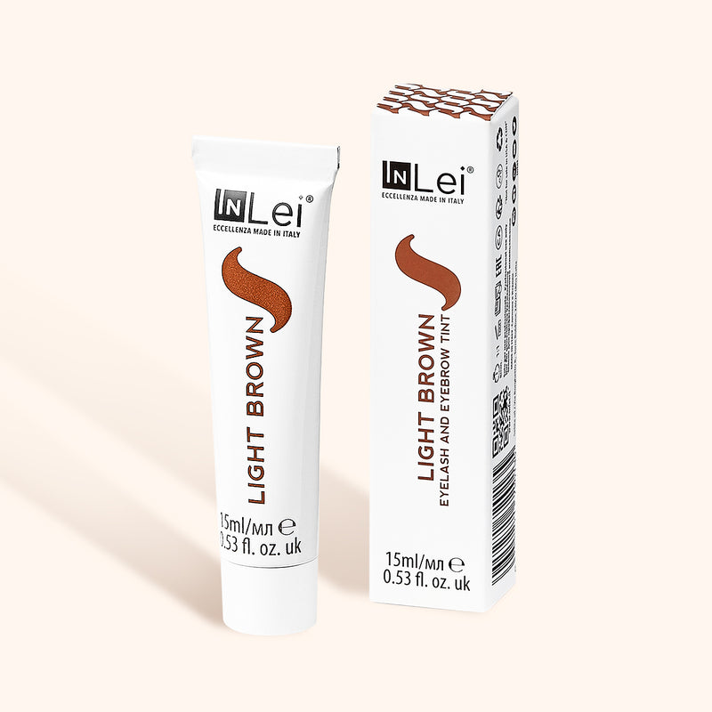 Lash and Brow light brown tint squeezable tube and box