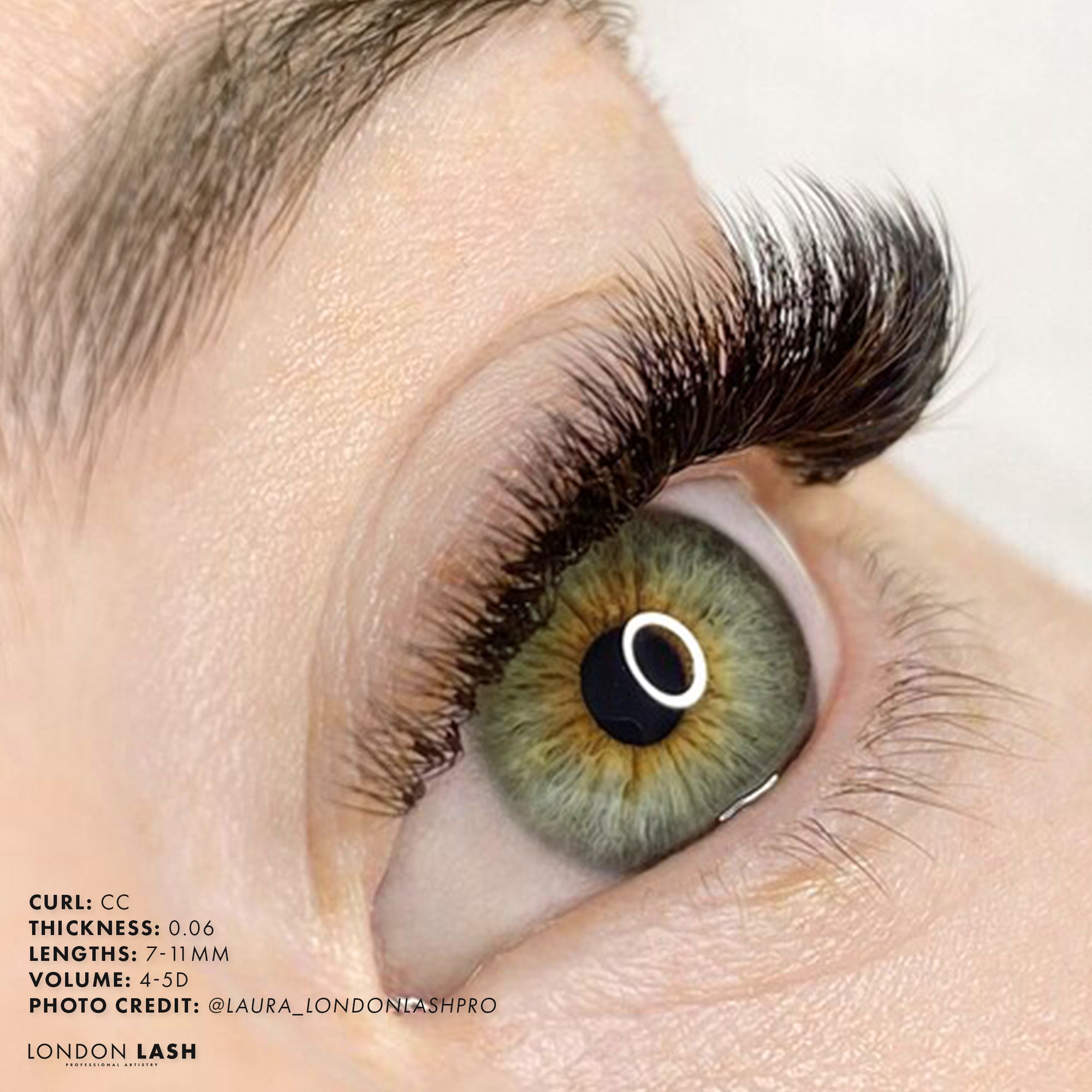 a set of volume lashes on a model using CC curl lashes, best eyelash extensions for volume lashes, best lashes for volume, best volume lash extensions, best Russian volume lashes
